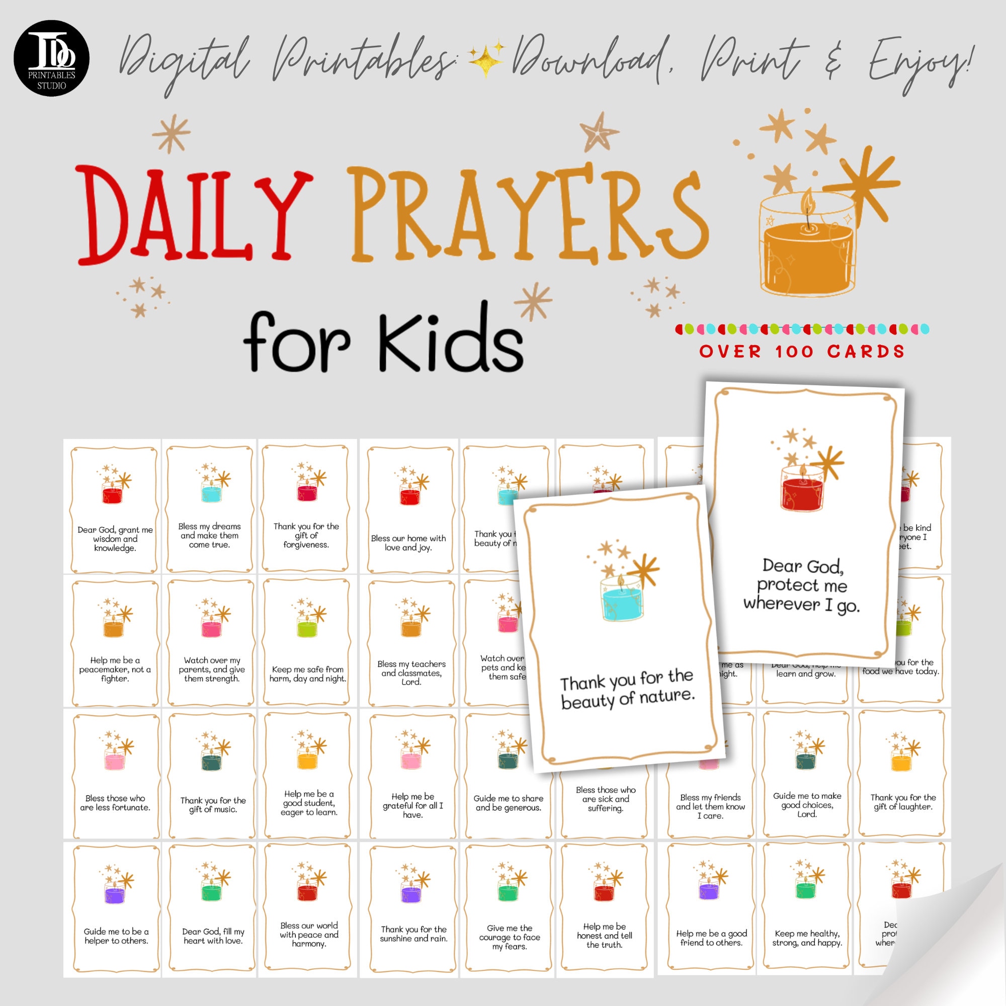 Printable short daily prayers for kids 100 prayer cards for children to