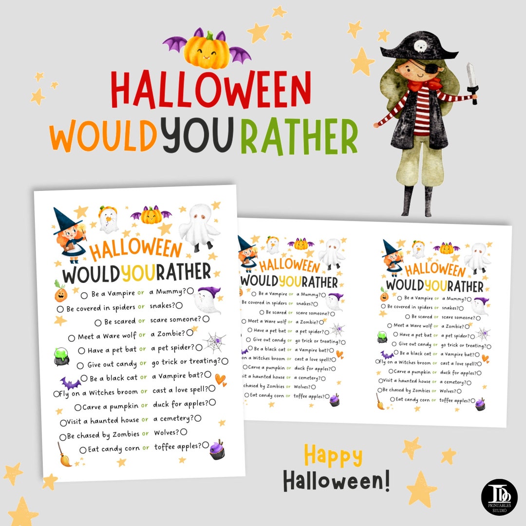 Halloween Would You Rather Activity Sheet for Kids  Trick or