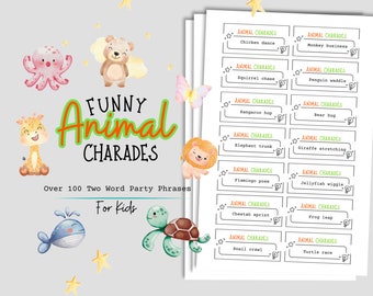 Animal Charades Game for Kids | Two Word Hilarious Phrases | Children's Class Activity | Homeschooling Game | Fun Animal Birthday Game!
