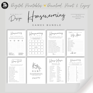 Minimalist Housewarming Games Bundle | Printable New House Party Games| Modern Housewarming Party Favors| Fun Apartment Warming Party Ideas!