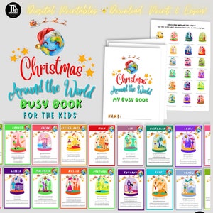 Weihnachten rund um die Welt Kinder Activity Pack | Weihnachtsbuch für Kinder | Lustige druckbare Weihnachtsschneekugel Geographie Aktivitätsbögen!