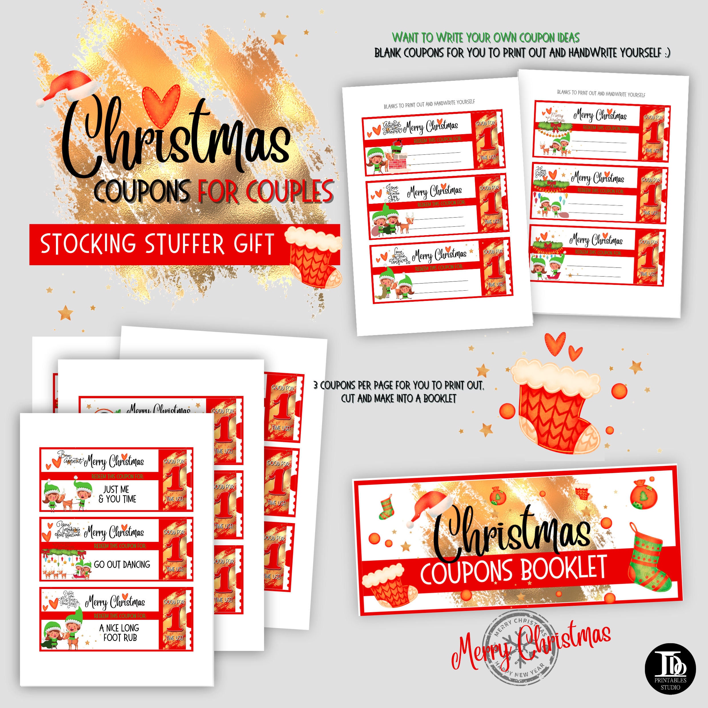 Printable Christmas Couple Love Coupons Stocking Stuffer - Etsy UK