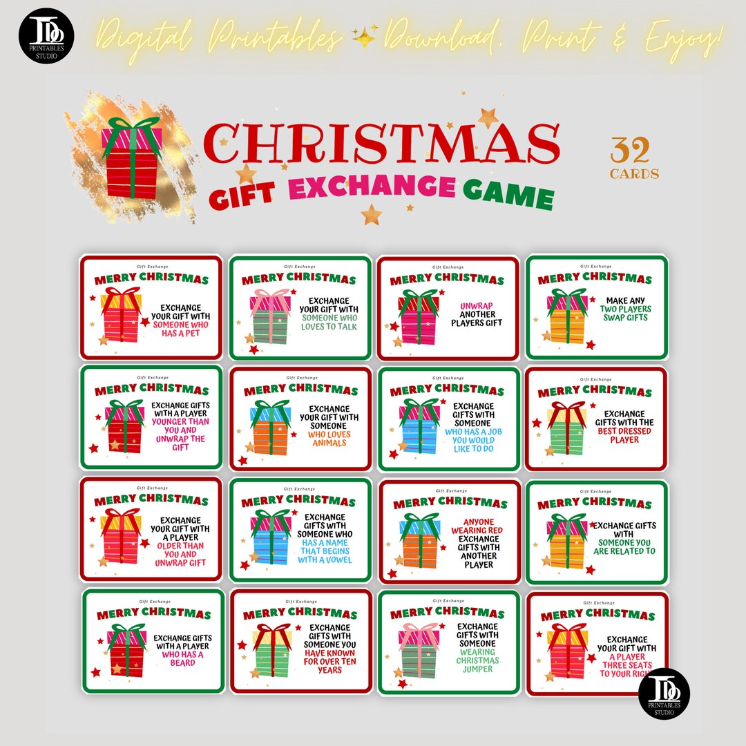 Christmas Gift Exchange Game Yankee Swap White Elephant Gift Exchange Cards Holiday Present Swap Fun Stay at Home Family Party Game - Etsy christmas-gift-exchange-game-yankee-swap-white-elephant-gift-exchange-cards-holiday-present-swap-fun-stay-at-home-family-party-game-etsy