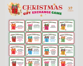 Christmas Gift Exchange Game | Yankee Swap | White Elephant Gift Exchange Cards | Holiday Present Swap Fun | Stay at Home Family Party Game