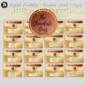 Chocolate Quiz / Questions and Answers Cards / Trivia Night / Chocolate Printable/ Birthday Quiz/  Quiz Games/ The Candy Quiz / Download Now