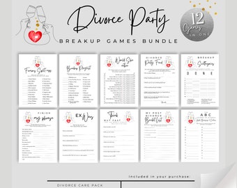 Divorce Party Spiele Bundle | Druckbare Breakup Party Spiele | Neu Single Girls Night Spiel | Neue Single Feier | Breakup Care Paket