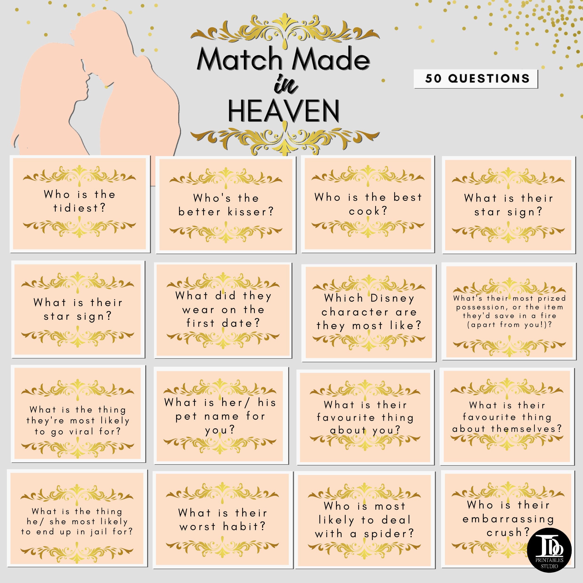 Match Made In Heaven By Accident Match made in Heaven / Bridal Shower Game / Bachelorette Party | Etsy