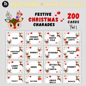 Kerst Charade-kaartenspel | Rudolph-spellen | Kerst familiespelletjesavond | Kerstavondspellen | Gezinsvriendelijk | Leuke kerstkinderspellen!