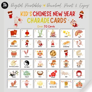 Sciarade del Capodanno cinese per bambini / Giochi di gruppo di classe / Agisci, disegna e indovina / Riunione di famiglia / Divertenti attività familiari stampabili per il Capodanno lunare
