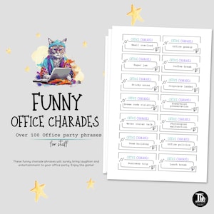 Jogo de charadas de formação de equipes de escritório | Frases de charada para festa de escritório | Quebra-gelos de escritório | Jogos para funcionários adultos | Cartões de charada divertidos para impressão