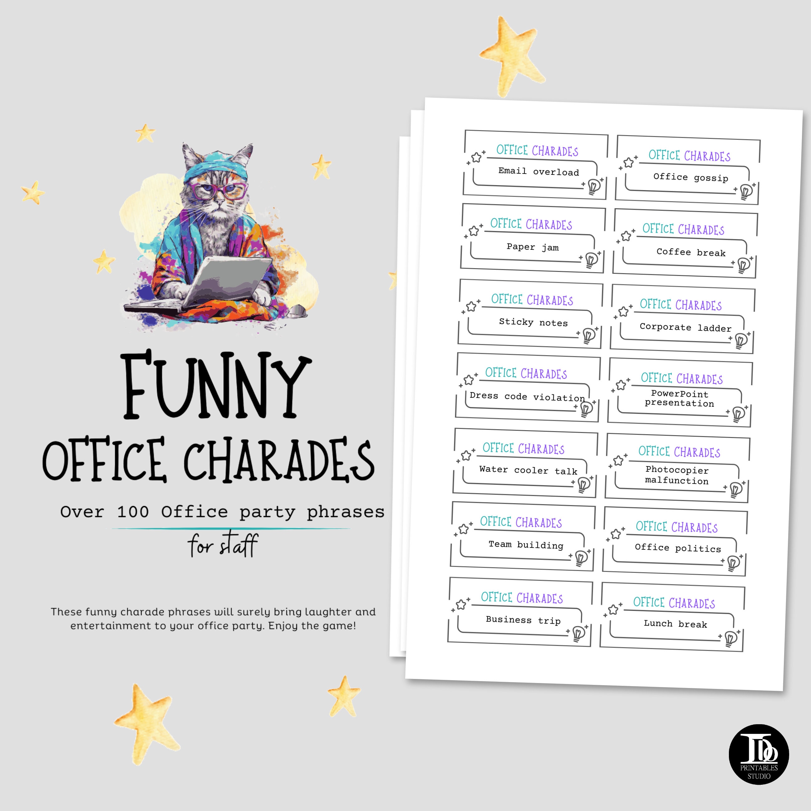 Office Teambuilding Charades Game Office Party Charade Phrases Office