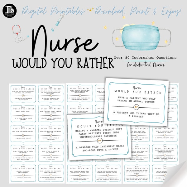 Nurse Would You Rather Party Icebreakers | Nurse Party Funny Conversation Prompts Hospital Party Nurse Retirement or Induction Day Activity