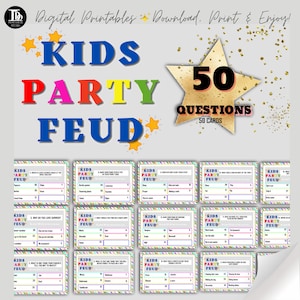 Printable Kids Friendly Feud Party Game / Kids activity / lockdown activity / Childrens Birthday Game / Fun Kids Birthday Party Game!