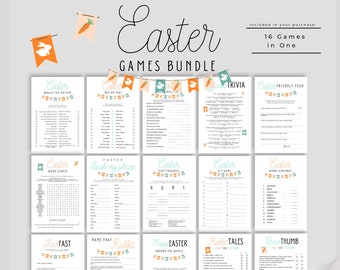 Paquete de juegos de Pascua imprimibles / Juegos familiares de Pascua / Actividades de la fiesta de Pascua / Trivia de Pascua / Acertijos de Pascua / ¡Diversión del domingo de Pascua!