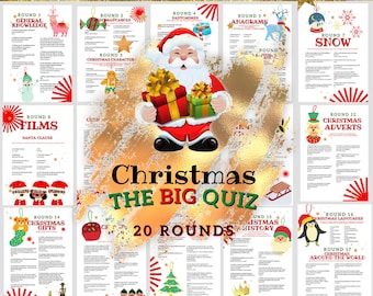 El concurso de la gran fiesta de Navidad / Trivia familiar navideña / Juegos de concursos de pub nocturnos imprimibles / Juegos de fiesta de Navidad / ¡Descarga divertida de Navidad!