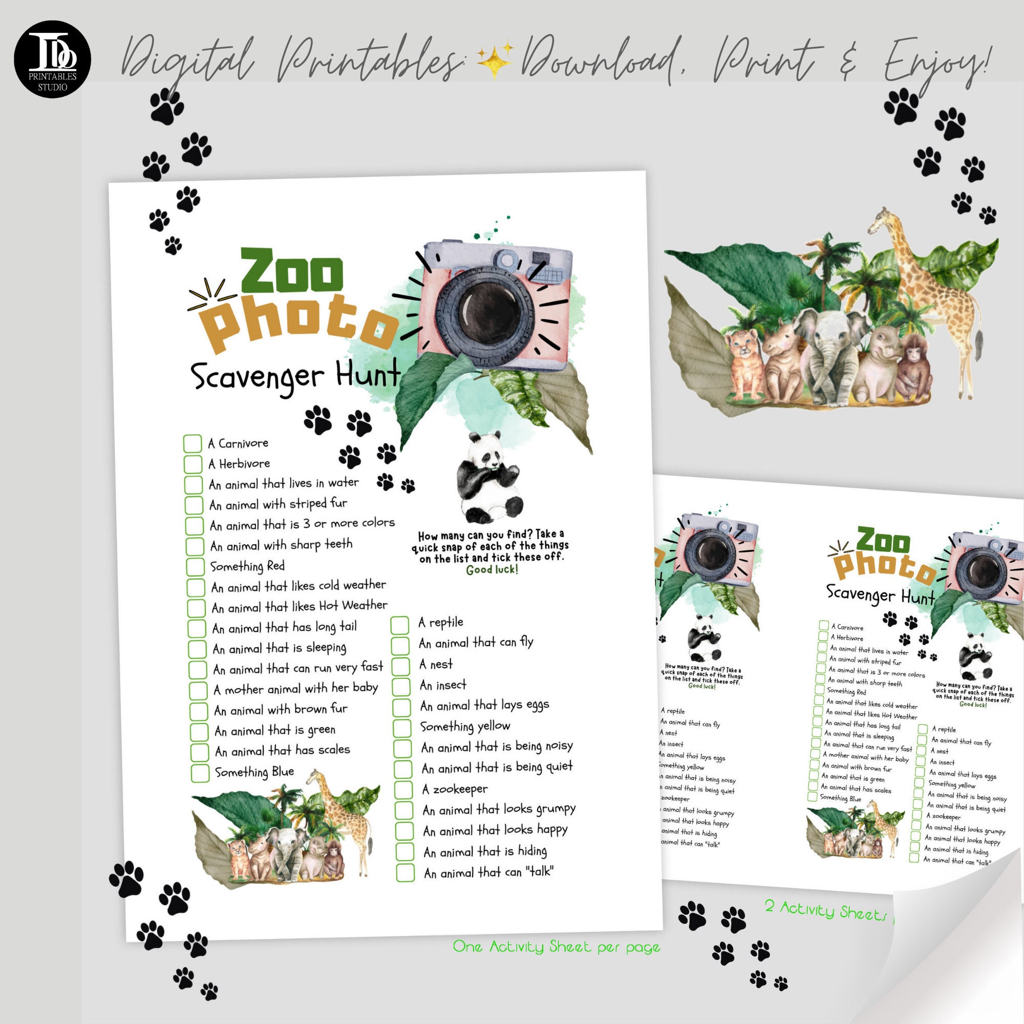 Zoo Photo Scavenger Hunt | Family Trip to the Zoo | Printable Activity ...