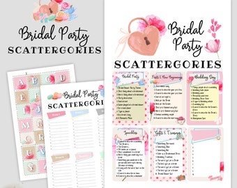 Printable Bridal Shower Party Scattergories Group Game | Bridal Shower Activity for Friends | Gift for Bride | Wedding Fun Download now!