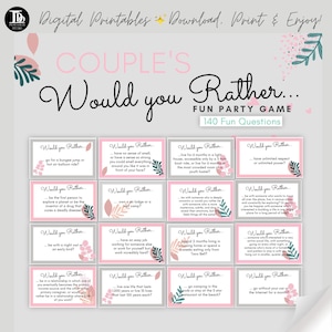 Couple&#39;s Would You Rather Fun Party Game / 140 Fun Question Cards/ Anniversary Gift / Couple&#39;s Game Night / Fun for girlfriend or boyfriend!