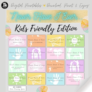 Edición para niños Yo nunca he / Actividad para niños / Juego de clase / Juego para niños / Familiar / Tarjetas de juego imprimibles / ¡Juego divertido para niños!