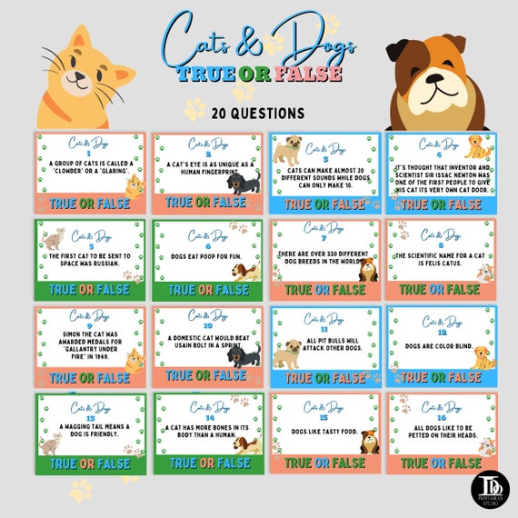 Buy Pet Quiz / Cats and Dogs Quiz / True or False Quiz/ Family Online in  India - Etsy