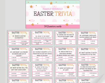Easter Quiz / Easter Trivia / Family Friendly Easter Game / Kids and Adult Activity/ Easter Question ans Answer Cards/ Indoor Easter Fun!