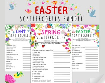 Easter Family Scattergories Bundle | Lent Scattergories | Spring Scattergories | Church Games | Lent Puzzles | Printable Easter Party Quiz