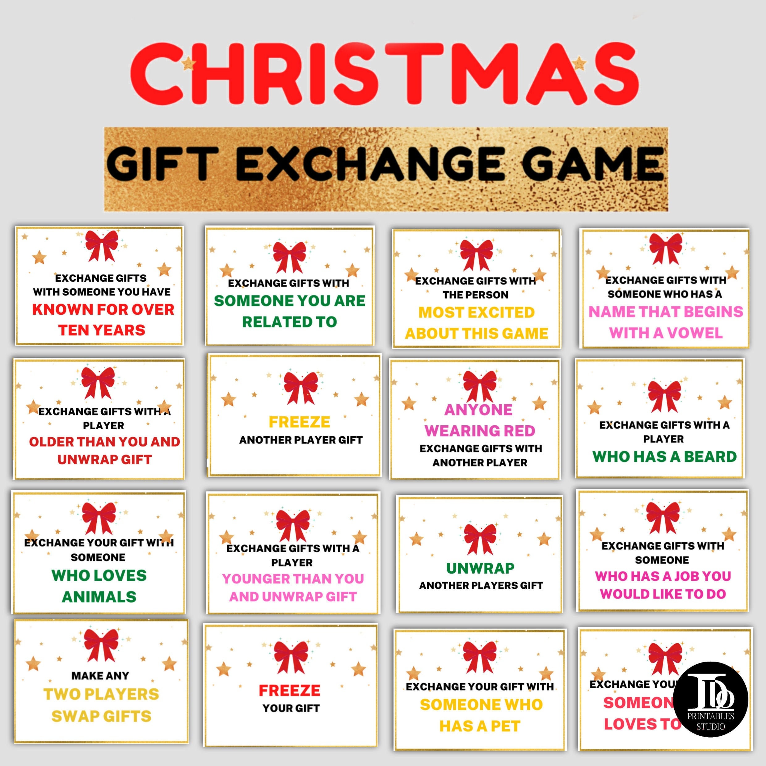 Christmas Gift Exchange Game Yankee Swap White Elephant Etsy