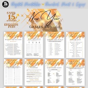 Mega New Year&#39;s Eve Party Games Bundle | Holiday Printable Games | New Years Trivia Game| Fun Family Games | 2022 Resolutions and much more!