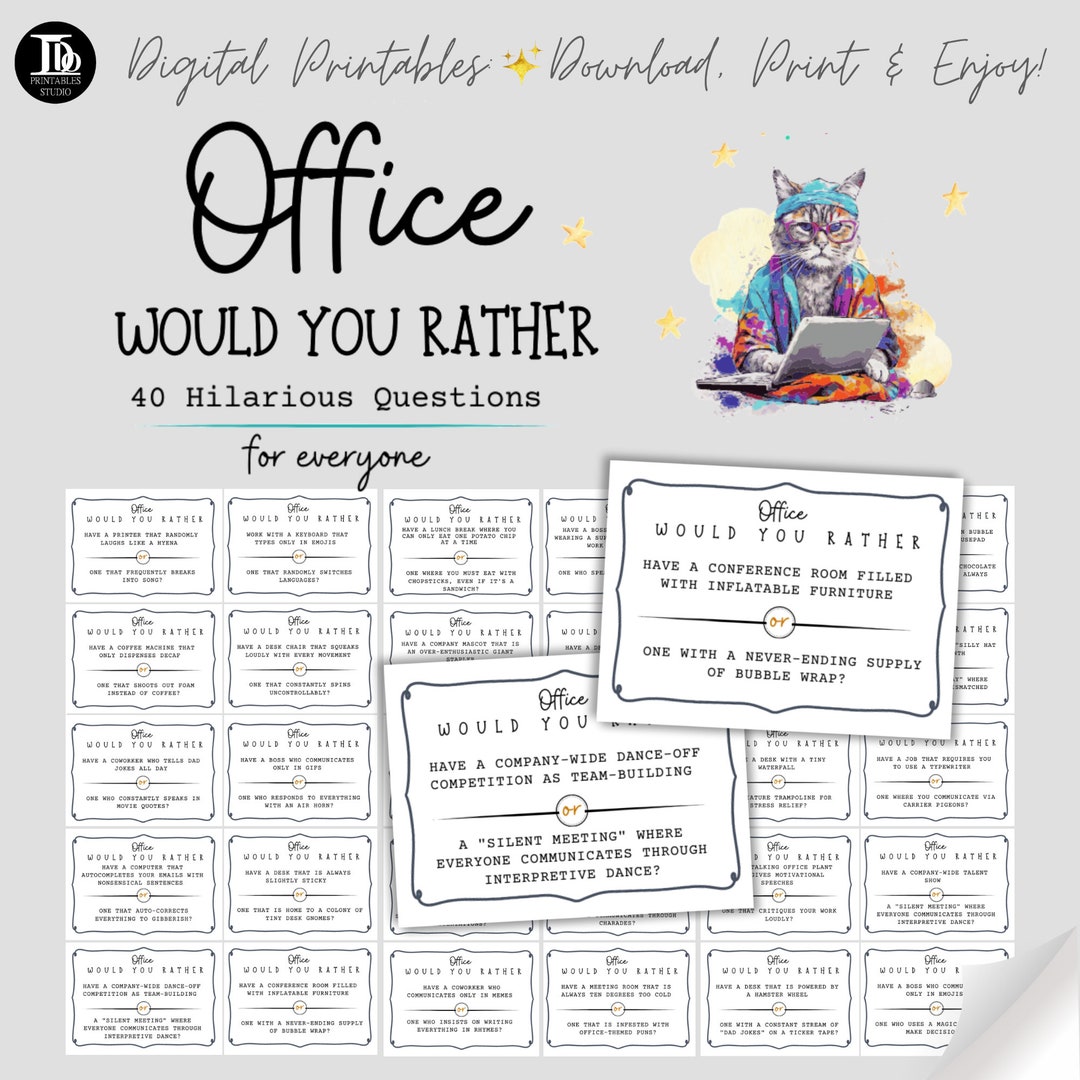 Office Would You Rather Icebreakers for Staff Printable Hilarious