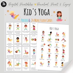 Tarjetas didácticas de yoga para niños / Actividad física imprimible para niños / Ejercicios en grupo / Actividad de clase / Aprendiendo desde casa / ¡Diversión de cumpleaños para niños!