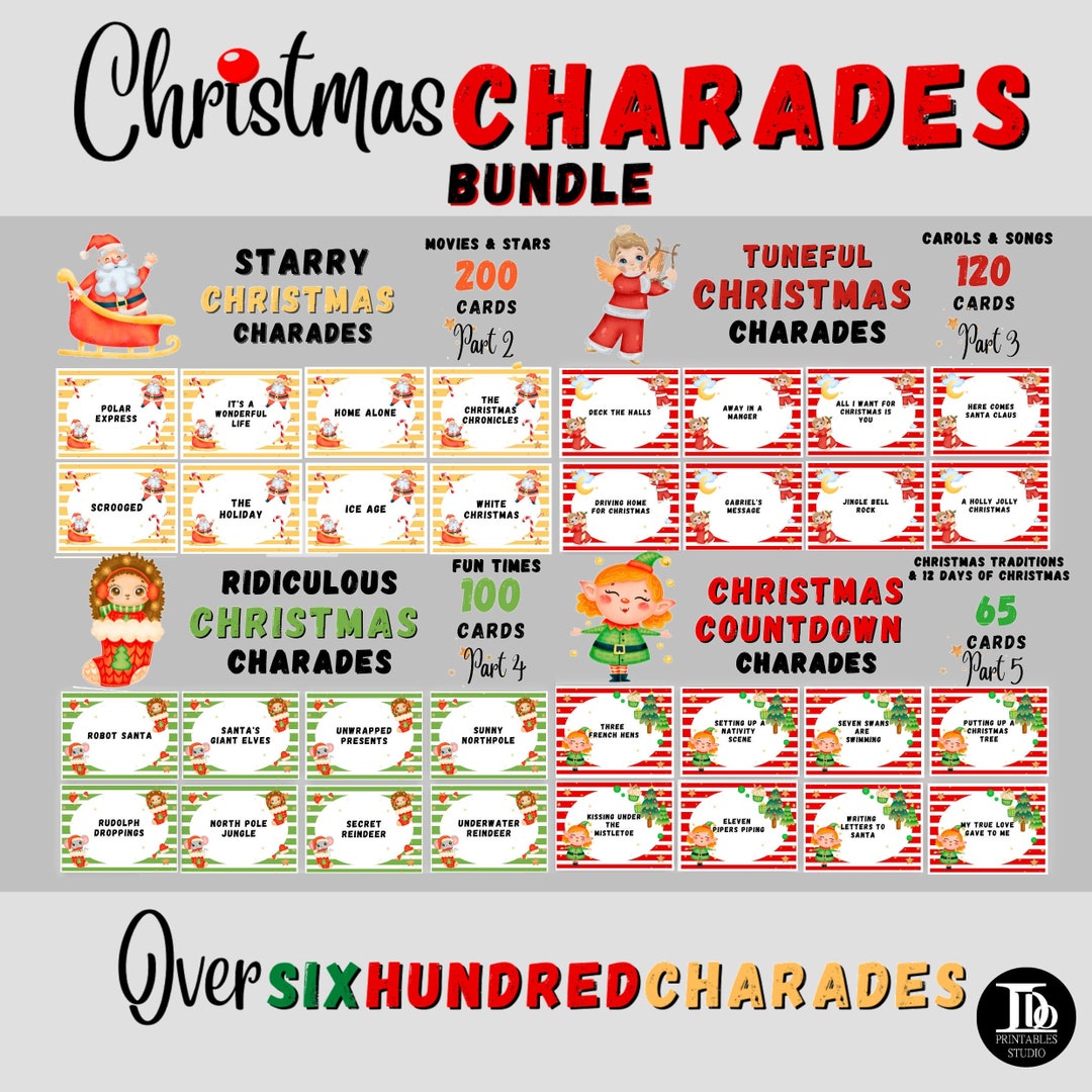 Christmas Charades Game Bundle Family Christmas Games Etsy Christmas Charades Game Bundle Family Christmas Games Etsy