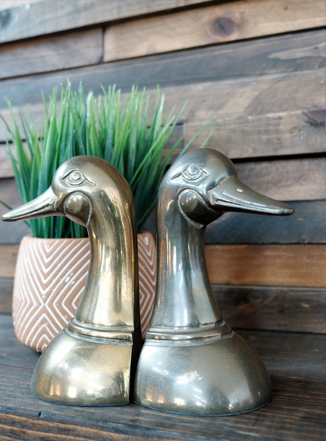 Brass Duck Head Bookends Etsy