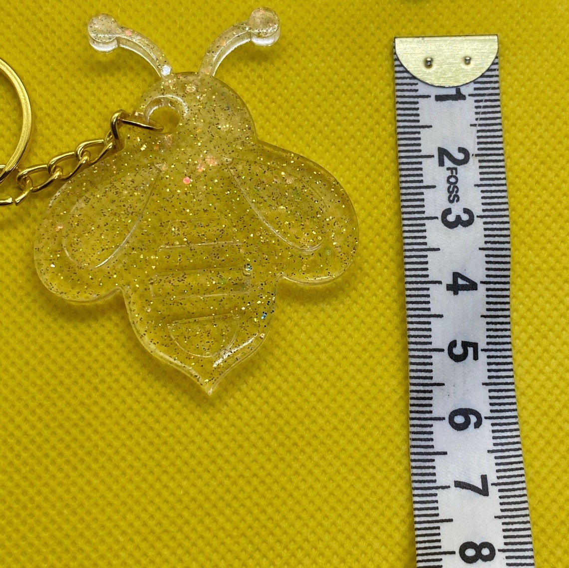 Handmade Blue Clear/Gold or Green Glitter Bee Keychains Etsy