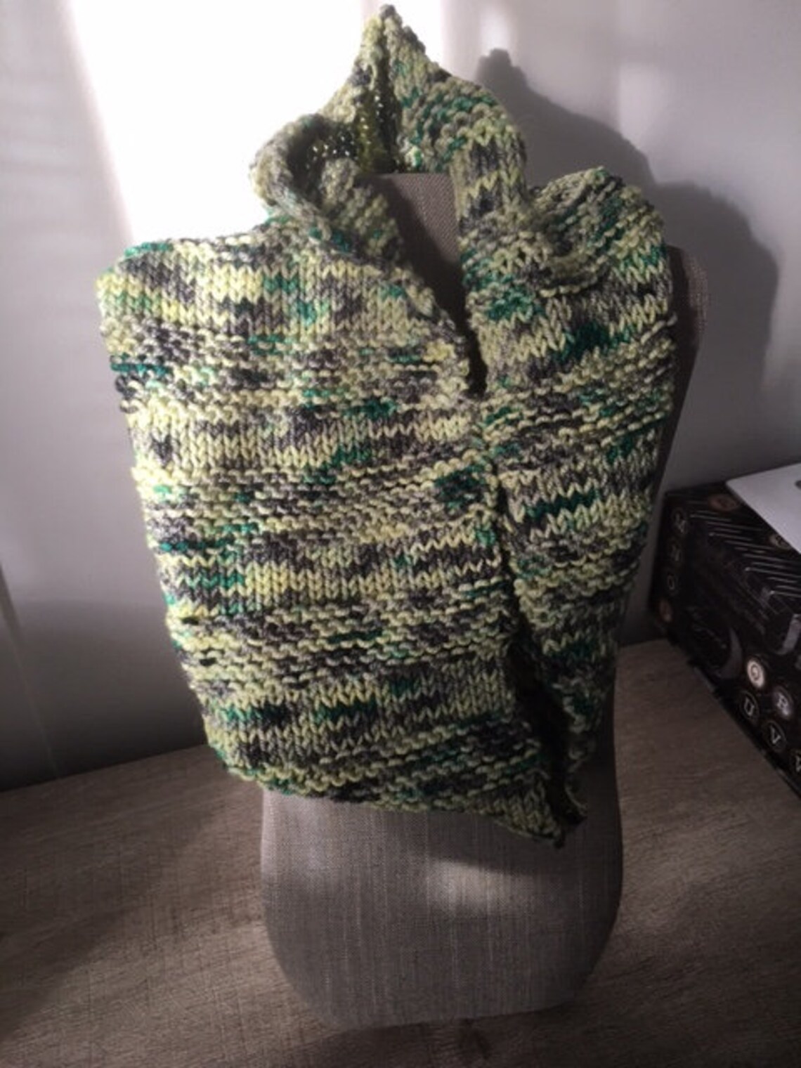Tricot à la main multi verts laine capot/gaiter Etsy
