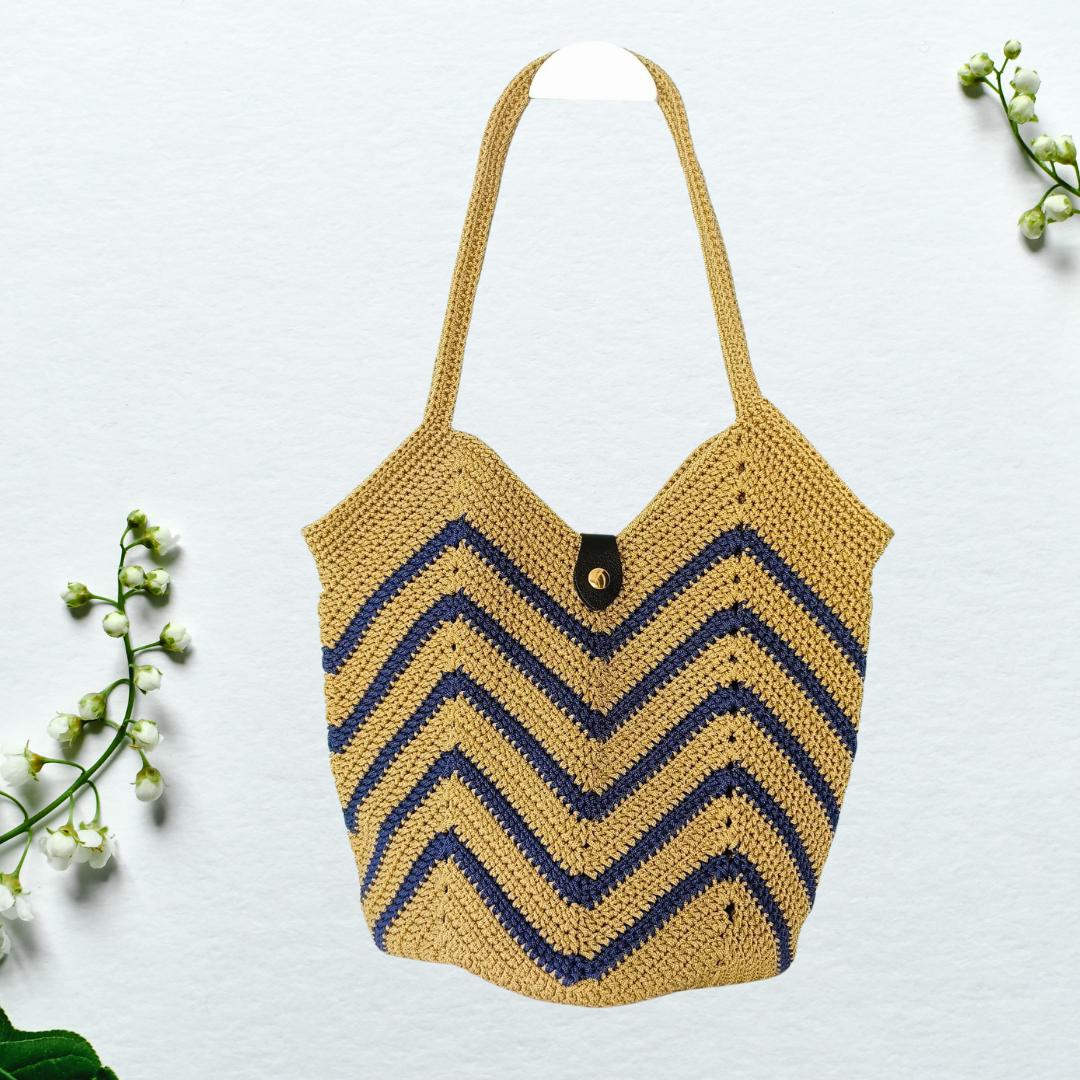 ネイビーのかぎ針編みバッグ - Etsy 日本