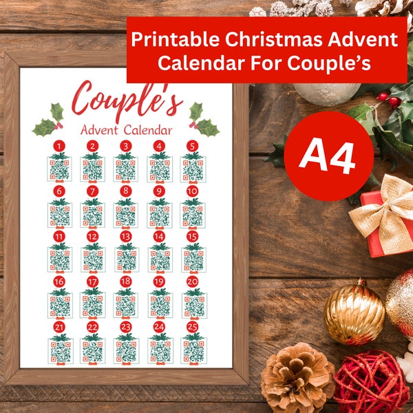 Couple's Christmas Advent Calendar | Digital Couple's Advent Calendar | Date Ideas, Couple's Activities, Christmas Countdown |
