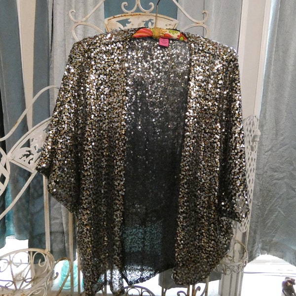 Vintage Betsey Johnson Gold and Silver Sequined Opeaned Top One Size Fits All