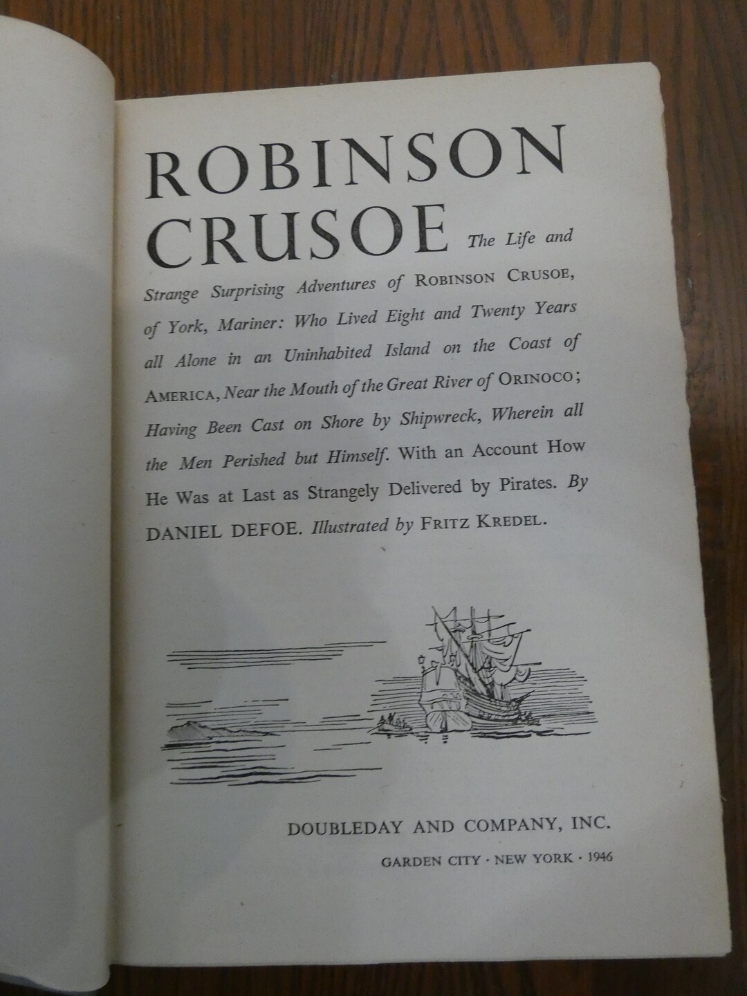 Vintage 1946 Hardback Book Robinson Crusoe by Daniel Defoe Illustrated ...