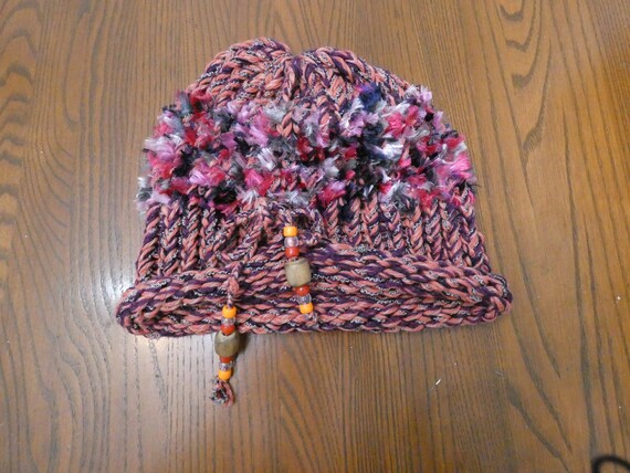 Vintage Hand Knitted Winter Hat Colorful Warm Boh… - image 2