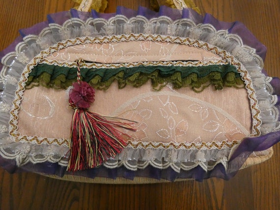 Vintage Hand Made Purse Pretty with Bows, Ribbons… - image 7