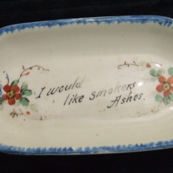 Antique Buffalo Pottery Ceramic Ashtry, Pipe Holder, or Trinket Bowl with Flowers