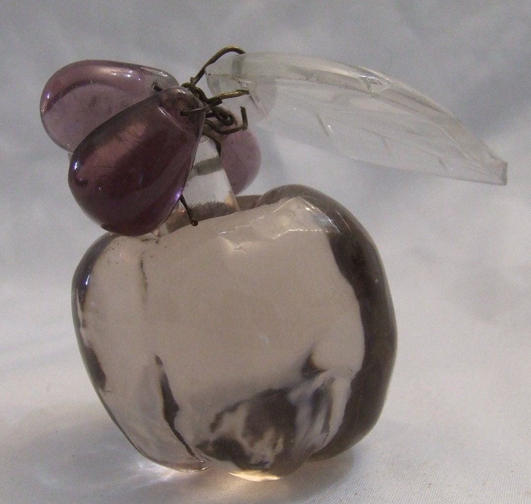 Vintage Glass Fruit Sculpture Apple and Grapes Etsy