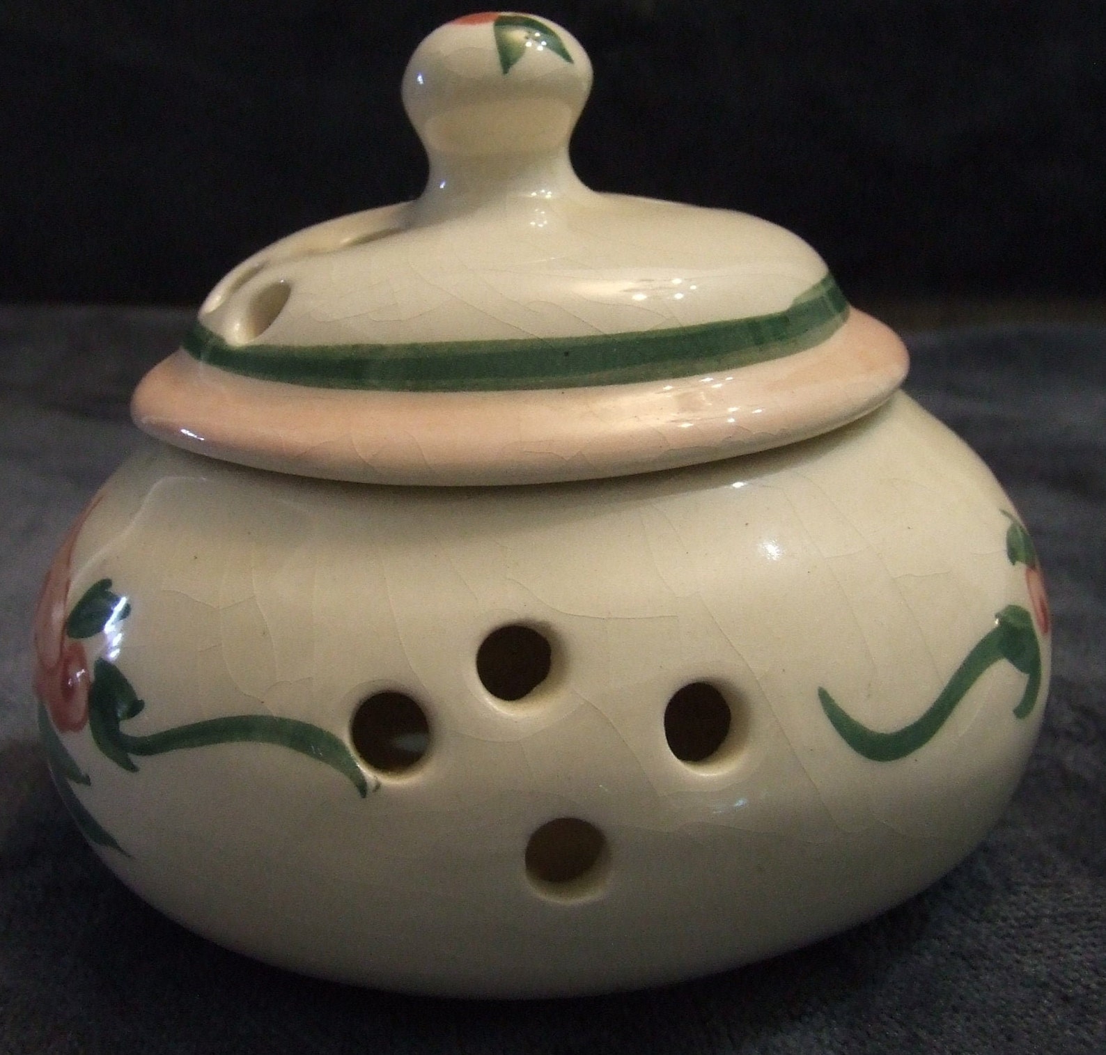 Vintage 1988 Pottery by Levine ceramic Potpourri Holder Shabby Etsy
