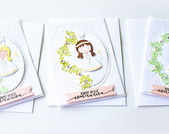 First Holy Communion Card, Girl First Communion Card, Christian Celebration, Religious Occasion, Kids Greeting Religious Card, Handmade