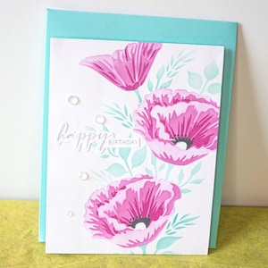 Poppy Flowers Birthday Greeting Card