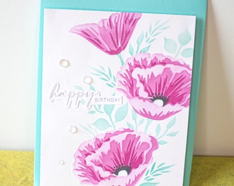 Poppy Flowers Birthday Greeting Card