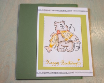 Fishing Bear Birthday Greeting Card