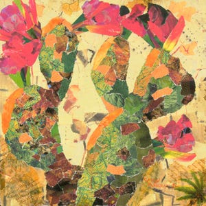 High-Quality Digital Print/Giclee of Original Painting Wall/Home Décor Matted Fine Art Abstract Prickly Pear Cactus Mixed Media
