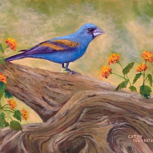 High-Quality Digital Print/Giclee of Original Painting Wall/Home Décor Matted Fine Art Bluebird Birds