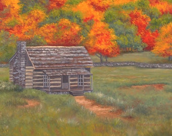 Impression de paysage d'automne | Beaux-arts pour cabane en rondins, jet d'encre mate